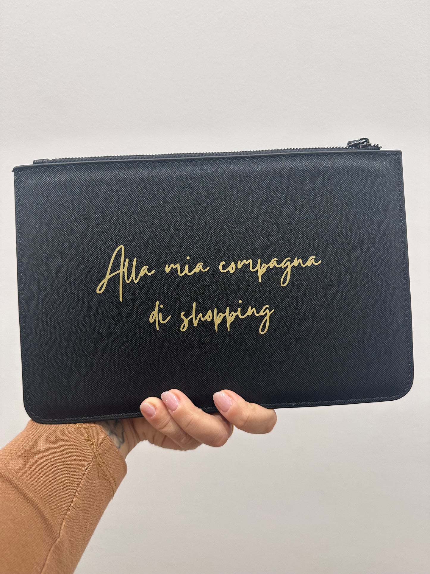 Pochette in similpelle effetto saffiano