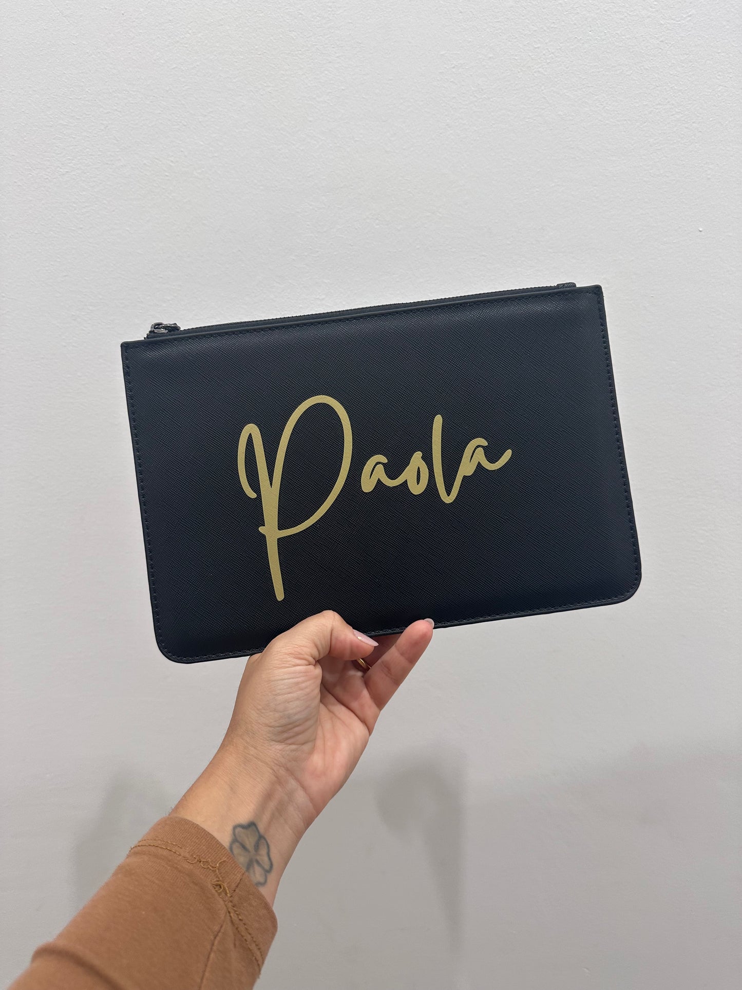 Pochette in similpelle effetto saffiano